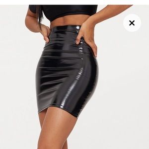 NWT Black Vinyl Bodycon Skirt